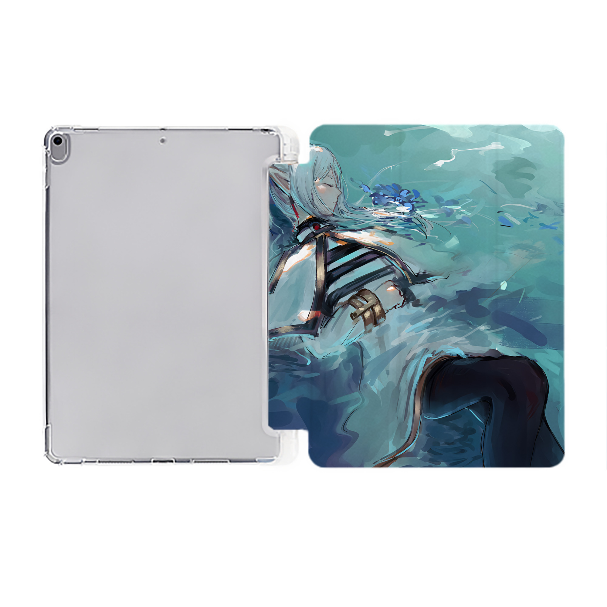 （画像用） 葬送のフリーレン Frieren IPad ケース ペン収納付き 三つ折りスタンド PUレザー×シリコン 対応機種9.5/10.5/10.9インチ